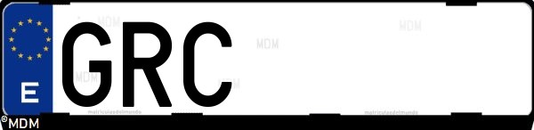 Matrícula española GRC, correspondiente al año 2009