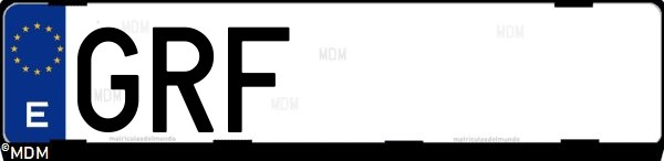 Matrícula española GRF, correspondiente al año 2009
