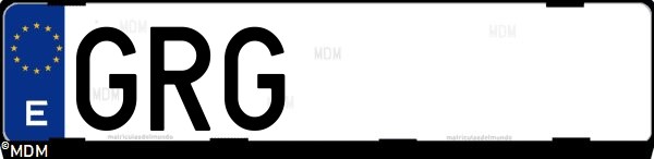 Matrícula española GRG, correspondiente al año 2009