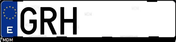 Matrícula española GRH, correspondiente al año 2009