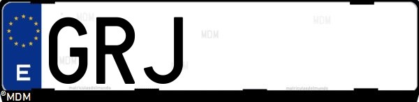 Matrícula española GRJ, correspondiente al año 2009