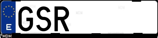 Matrícula española GSR, correspondiente al año 2009