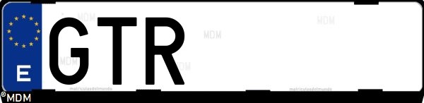 Matrícula española GTR, correspondiente al año 2010