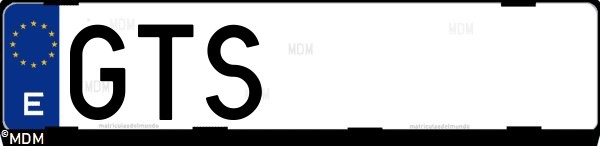 Matrícula española GTS, correspondiente al año 2010