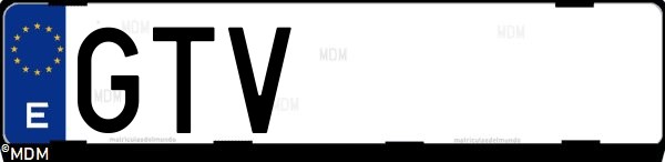 Matrícula española GTV, correspondiente al año 2010
