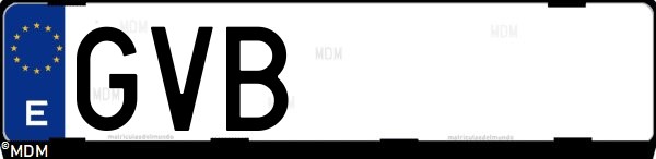 Matrícula española GVB, correspondiente al año 2010