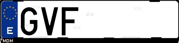 Matrícula española GVF, correspondiente al año 2010