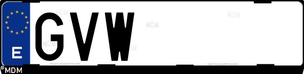 Matrícula española GVW, correspondiente al año 2010