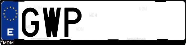 Matrícula española GWP, correspondiente al año 2010