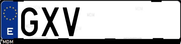 Matrícula española GXV, correspondiente al año 2010