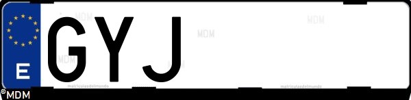 Matrícula española GYJ, correspondiente al año 2010