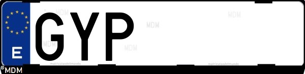 Matrícula española GYP, correspondiente al año 2010