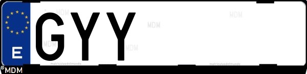 Matrícula española GYY, correspondiente al año 2010