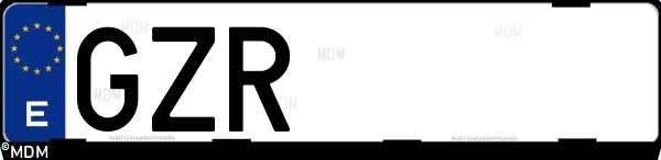 Matrícula española GZR, correspondiente al año 2010