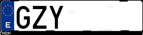 Matrícula española GZY, correspondiente al año 2010