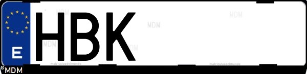 Matrícula española HBK, correspondiente al año 2011