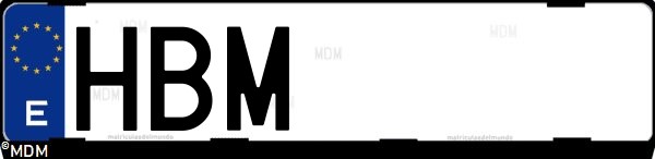 Matrícula española HBM, correspondiente al año 2011