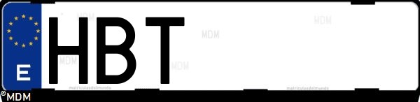 Matrícula española HBT, correspondiente al año 2011
