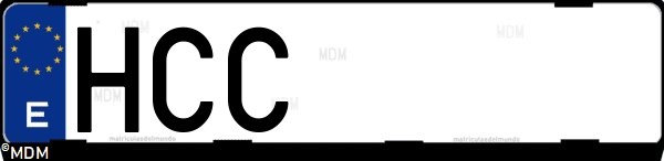 Matrícula española HCC, correspondiente al año 2011