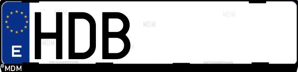 Matrícula española HDB, correspondiente al año 2011