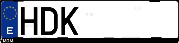 Matrícula española HDK, correspondiente al año 2011