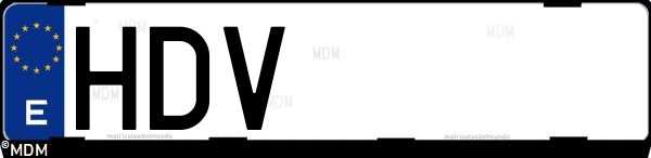 Matrícula española HDV, correspondiente al año 2011