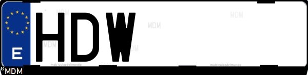 Matrícula española HDW, correspondiente al año 2011