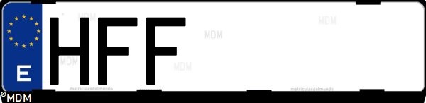 Matrícula española HFF, correspondiente al año 2011