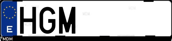 Matrícula española HGM, correspondiente al año 2011