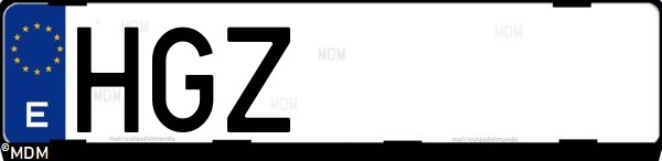 Matrícula española HGZ, correspondiente al año 2011