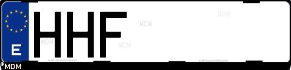 Matrícula española HHF, correspondiente al año 2011