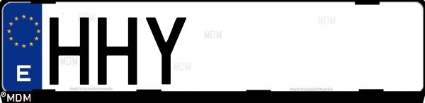 Matrícula española HHY, correspondiente al año 2012