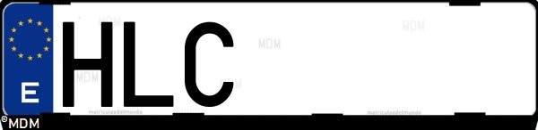 Matrícula española HLC, correspondiente al año 2012
