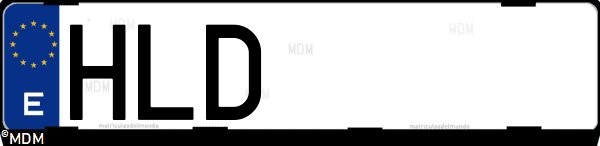 Matrícula española HLD, correspondiente al año 2012