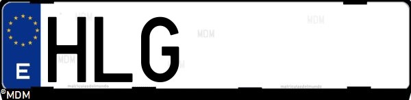Matrícula española HLG, correspondiente al año 2012