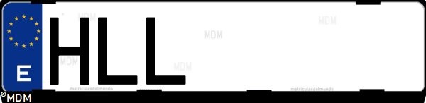 Matrícula española HLL, correspondiente al año 2012