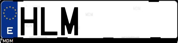 Matrícula española HLM, correspondiente al año 2012