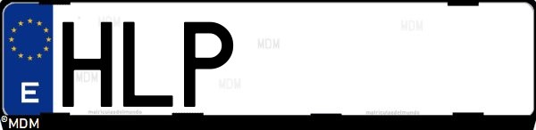 Matrícula española HLP, correspondiente al año 2012