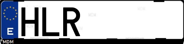 Matrícula española HLR, correspondiente al año 2012