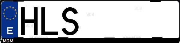 Matrícula española HLS, correspondiente al año 2012