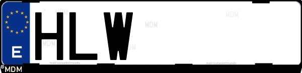 Matrícula española HLW, correspondiente al año 2012