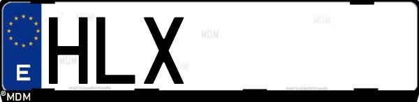 Matrícula española HLX, correspondiente al año 2012