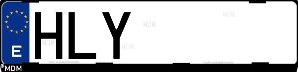 Matrícula española HLY, correspondiente al año 2012