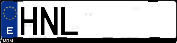 Matrícula española HNL, correspondiente al año 2013