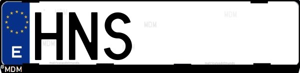 Matrícula española HNS, correspondiente al año 2013