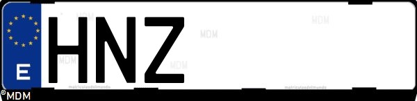 Matrícula española HNZ, correspondiente al año 2013