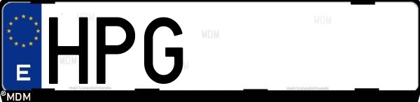 Matrícula española HPG, correspondiente al año 2013
