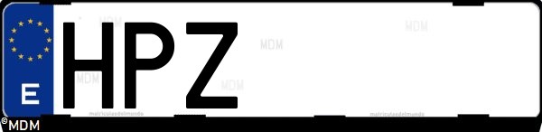 Matrícula española HPZ, correspondiente al año 2013