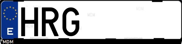Matrícula española HRG, correspondiente al año 2013