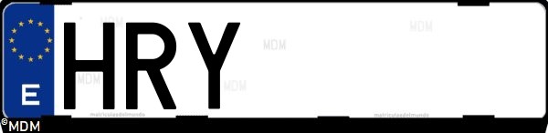 Matrícula española HRY, correspondiente al año 2013